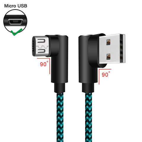 Image of 3 pack 10 ft extra long 90 degree right angle durable nylon braided MICRO USB CABLE charger & sync cord for Android Samsung LG ( Blue&Black,10ft )