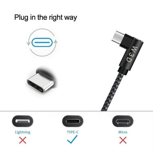 3 pack 10 ft extra long 90 degree right angle durable nylon braided TYPE C CABLE ( USB to USB C ) charger & sync cord ( Gray&Black,10ft )