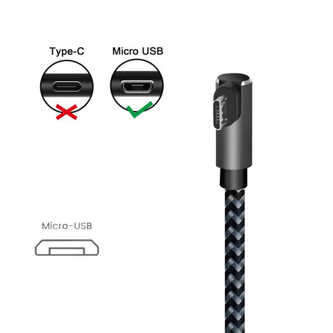 Image of 3 pack 10 ft extra long 90 degree right angle durable nylon braided MICRO USB CABLE charger & sync cord for Android Samsung LG ( Gray&Black,10ft )