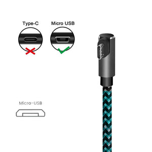 3 pack 10 ft extra long 90 degree right angle durable nylon braided MICRO USB CABLE charger & sync cord for Android Samsung LG ( Blue&Black,10ft )