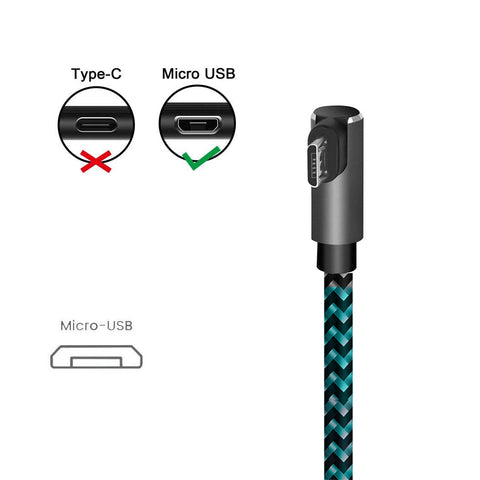 Image of 3 pack 10 ft extra long 90 degree right angle durable nylon braided MICRO USB CABLE charger & sync cord for Android Samsung LG ( Blue&Black,10ft )