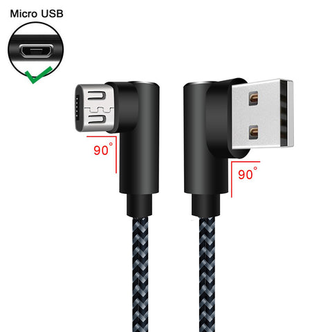 Image of 3 pack 10 ft extra long 90 degree right angle durable nylon braided MICRO USB CABLE charger & sync cord for Android Samsung LG ( Gray&Black,10ft )
